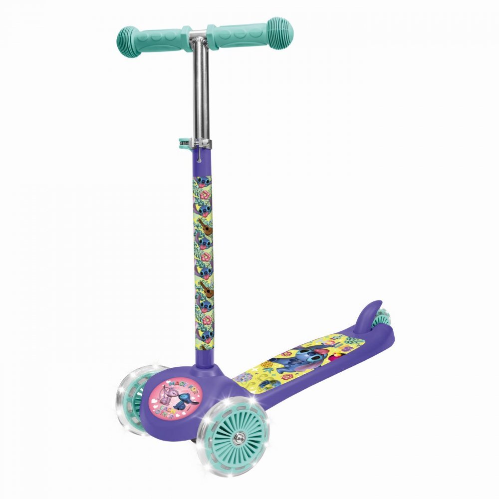 AS Trotineta cu 3 roti luminoe baza antiderapanta si ghidon reglabil Stitch