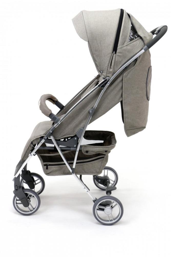 Asalvo Carucior Cotton Bej spatar reglabil mod inclinare completa suport pentru picioare reglabil rotire 360 grade pe rotile din fata