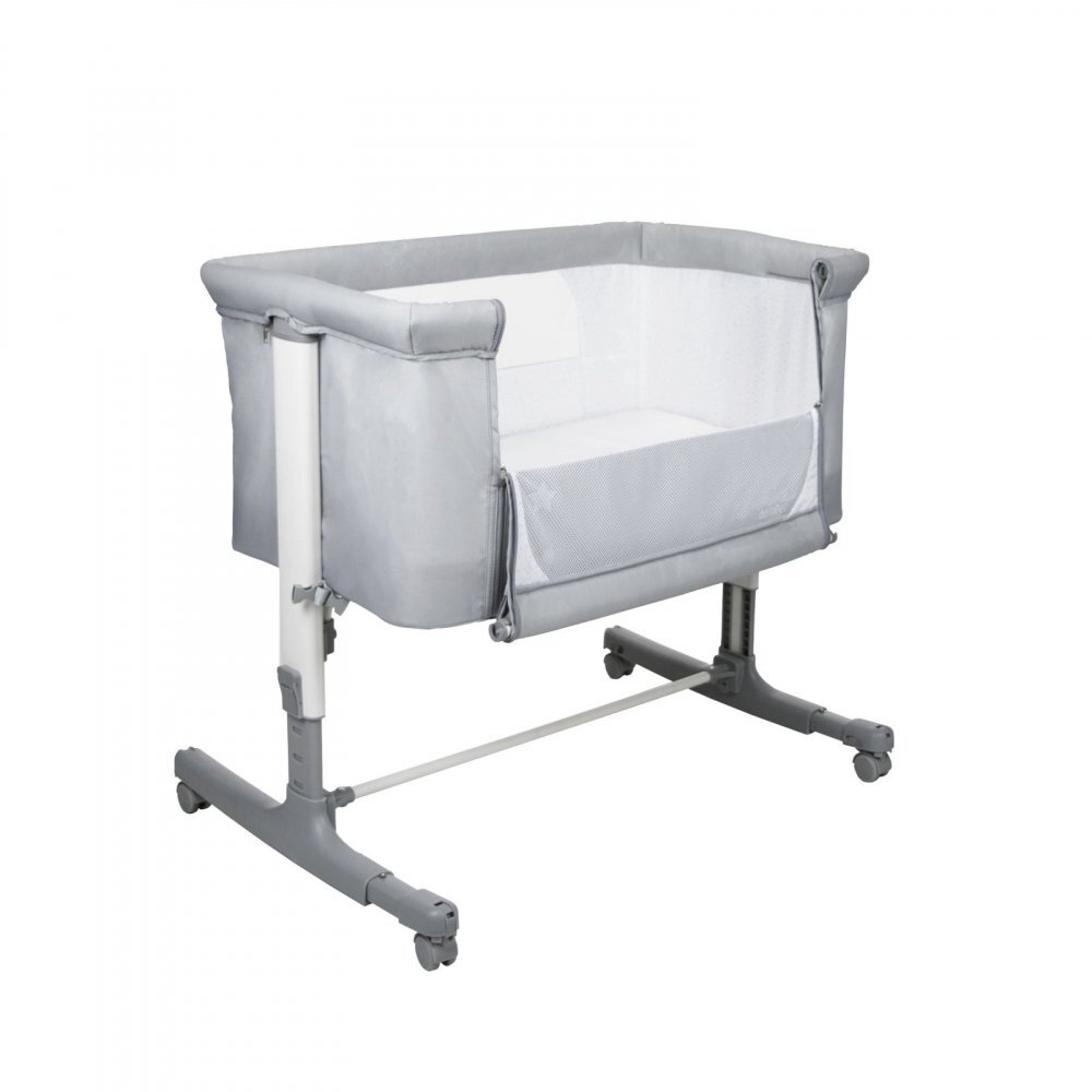 Asalvo Patut Co Sleeper Calm gri reglabil 5 nivele de inaltime picioare extensibile material moale si usor de curatat 80 x 65 x 84