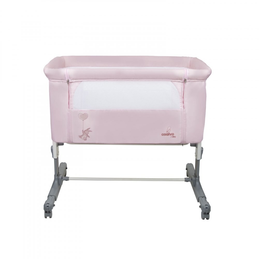 Asalvo Patut Co Sleeper Calm roz reglabil 5 nivele de inaltime picioare extensibile material moale si usor de curatat 80 x 65 x 84