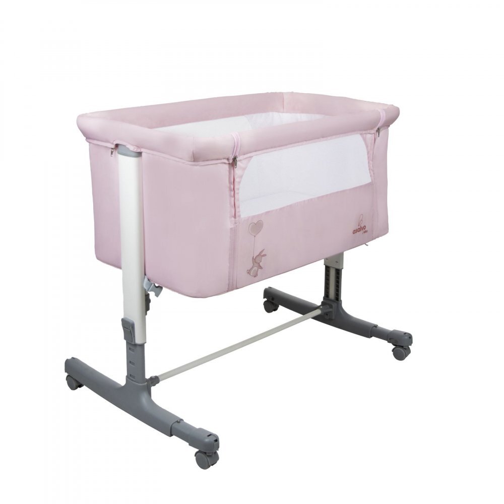 Asalvo Patut Co Sleeper Calm roz reglabil 5 nivele de inaltime picioare extensibile material moale si usor de curatat 80 x 65 x 84