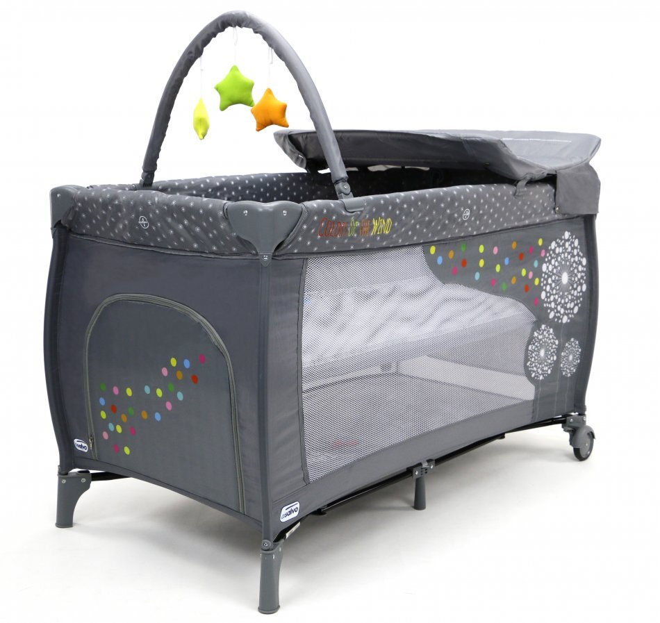 Asalvo Patut copii 2 nivele Dandelion pliere compacta masuta pentru shimbat arcada cu jucarii baza captusita impermeabila 77x65x125 cm