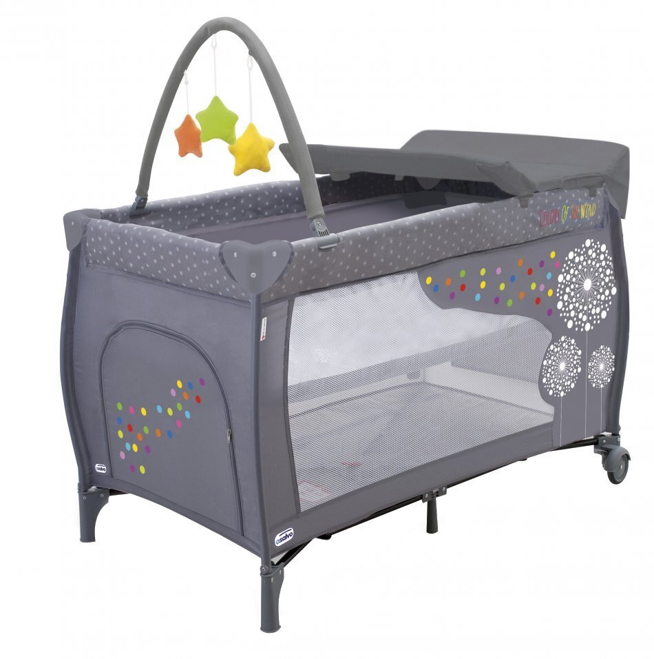 Asalvo Patut copii 2 nivele Dandelion pliere compacta masuta pentru shimbat arcada cu jucarii baza captusita impermeabila 77x65x125 cm