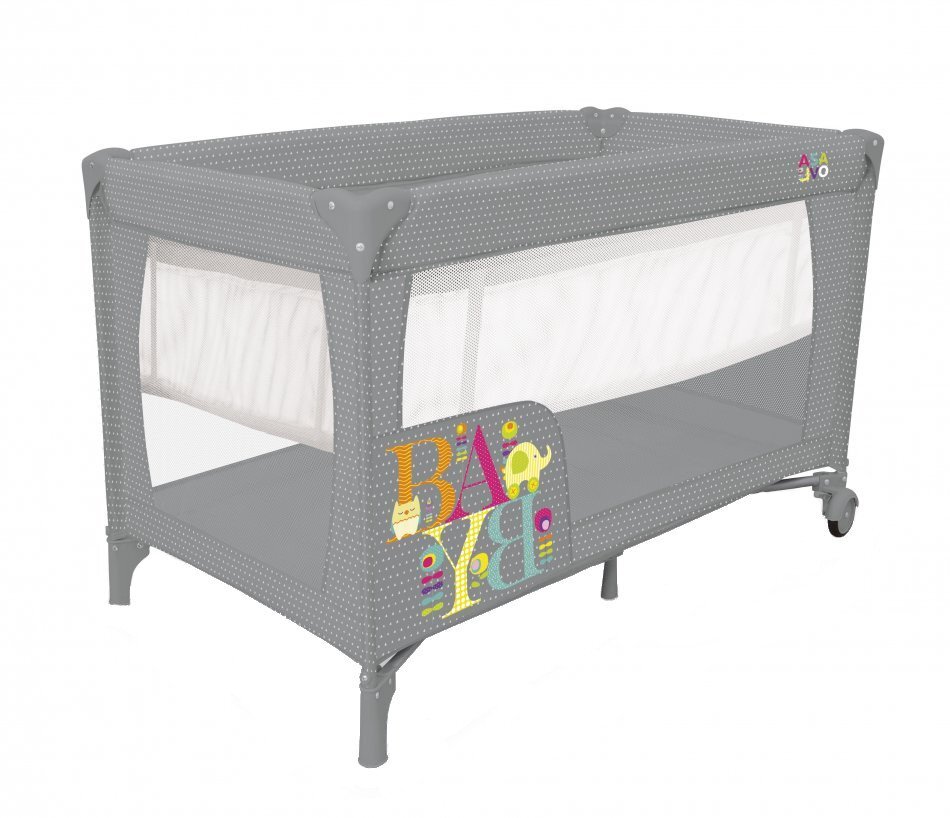 Asalvo Patut pentru copii Smooth Baby cu 2 nivele pliere compacta roti cu frana baza captusita impermeabila 77x65x125 cm