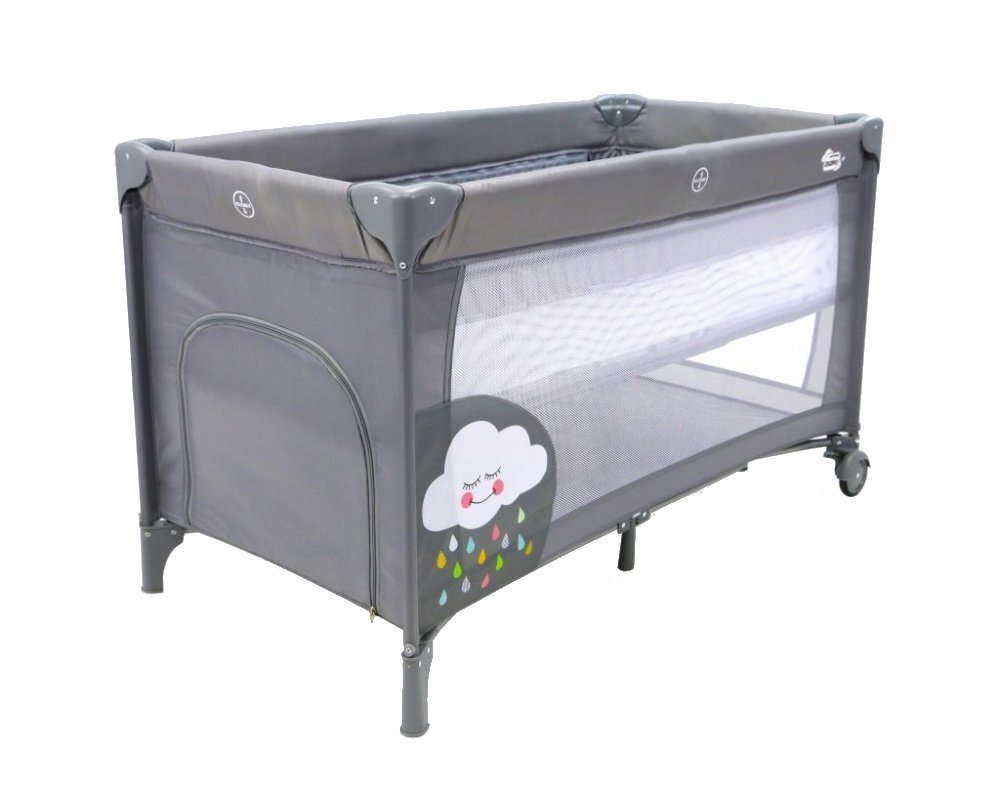 Asalvo Patut pentru copii Smooth Cloud cu 2 nivele pliere compacta roti cu frana baza captusita impermeabila 77x65x125 cm