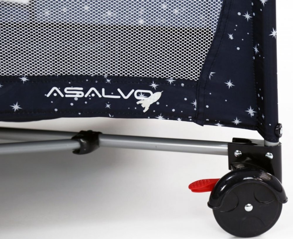 Asalvo Patut pentru copii Smooth Moon cu 2 nivele pliere compacta roti cu frana baza captusita impermeabila 77x65x125 cm