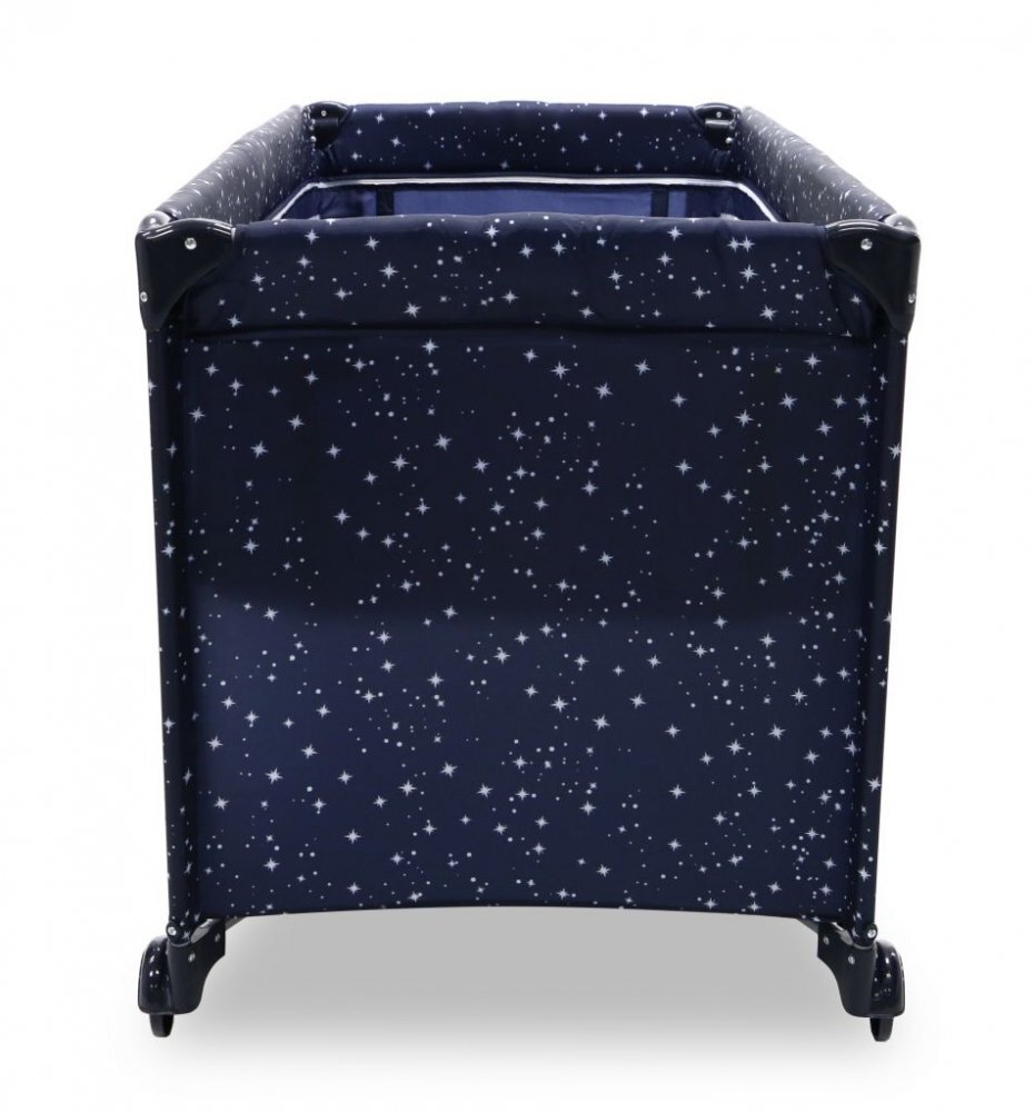 Asalvo Patut pentru copii Smooth Moon cu 2 nivele pliere compacta roti cu frana baza captusita impermeabila 77x65x125 cm