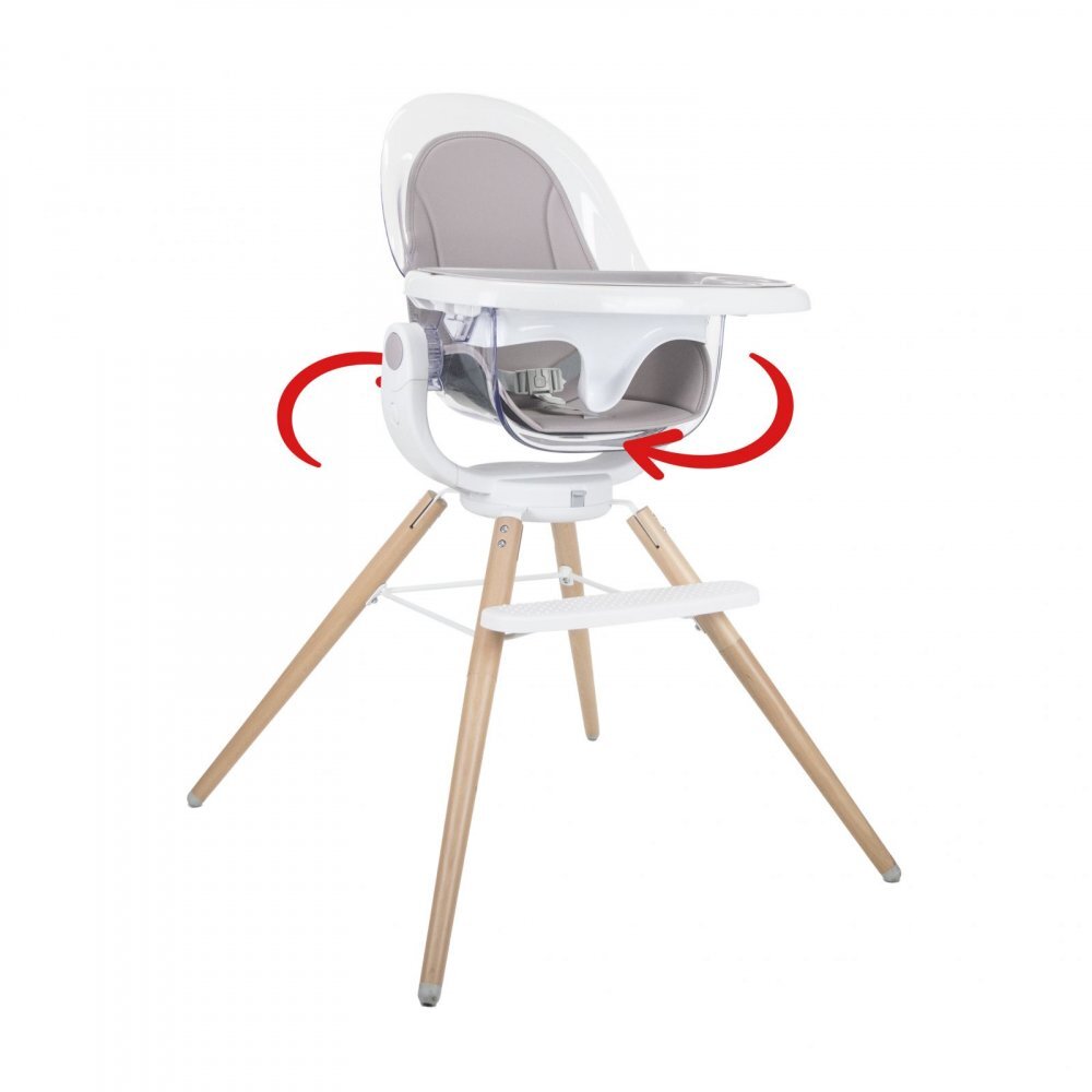 Asalvo Scaun de masa din lemn Madera Adria sptar regalbil si rotativ 360 grade centura de siguranta material detasabil si lavabil