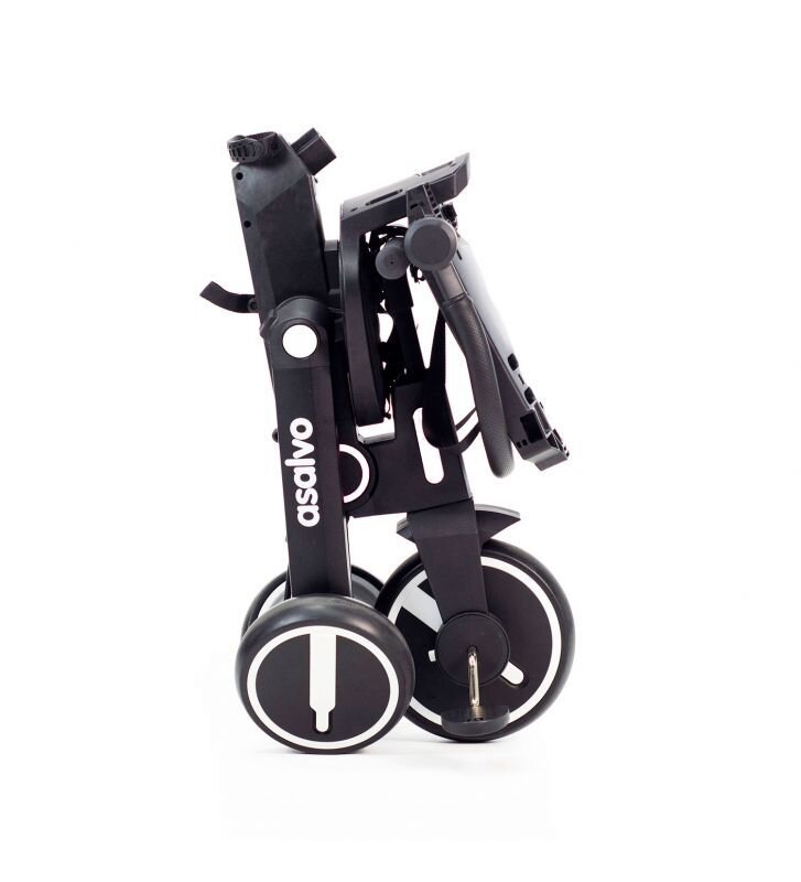 Asalvo Tricicleta pliabila Discovery gri scaun rotativ 360 grade pliere compacta bara de impins centura de siguranta cadru de aluminiu si parasolar reglabil