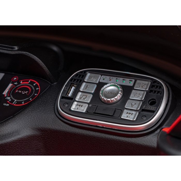 Aston Martin Masinuta electrica pentru copii DBX rosu 100W cu telecomanda suspensii lumini panou audio scaun piele si roti din spuma Eva