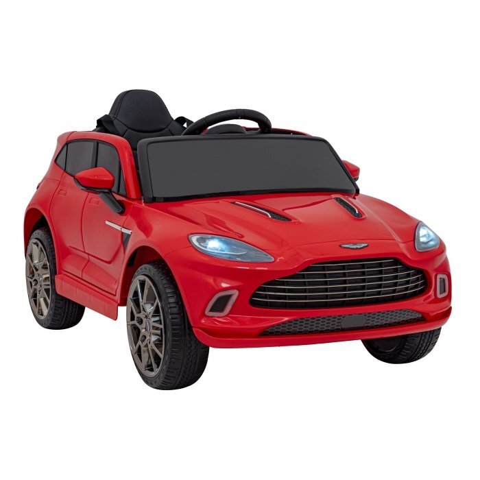 Aston Martin Masinuta electrica pentru copii DBX rosu 100W cu telecomanda suspensii lumini panou audio scaun piele si roti din spuma Eva