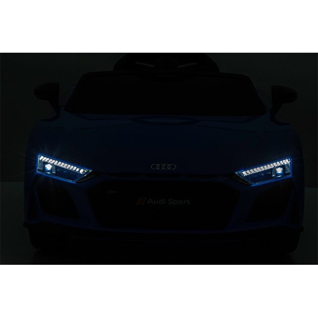 Audi Masinuta electrica copii R8 Red cu licentaacumulator 12V 78Wscaun din piele si roti EVA bluetooth display usi cu deschidere muzicaUSB lumini LED oglinzi retrovizoare pornire la butonsarcina maxima 30 kg