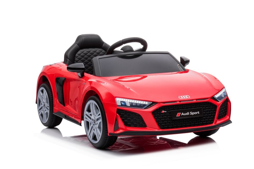 Audi Masinuta electrica copii R8 Red cu licentaacumulator 12V 78Wscaun din piele si roti EVA bluetooth display usi cu deschidere muzicaUSB lumini LED oglinzi retrovizoare pornire la butonsarcina maxima 30 kg