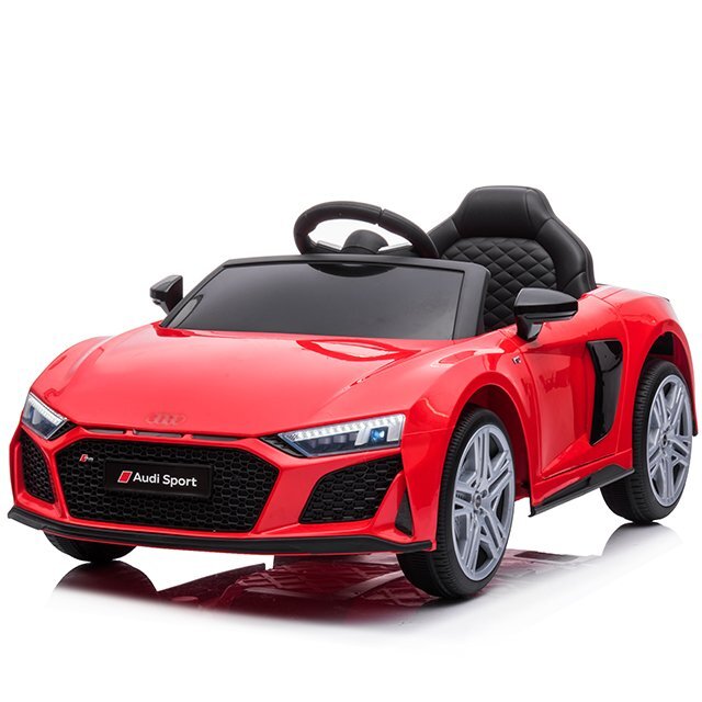 Audi Masinuta electrica copii R8 Red cu licentaacumulator 12V 78Wscaun din piele si roti EVA bluetooth display usi cu deschidere muzicaUSB lumini LED oglinzi retrovizoare pornire la butonsarcina maxima 30 kg