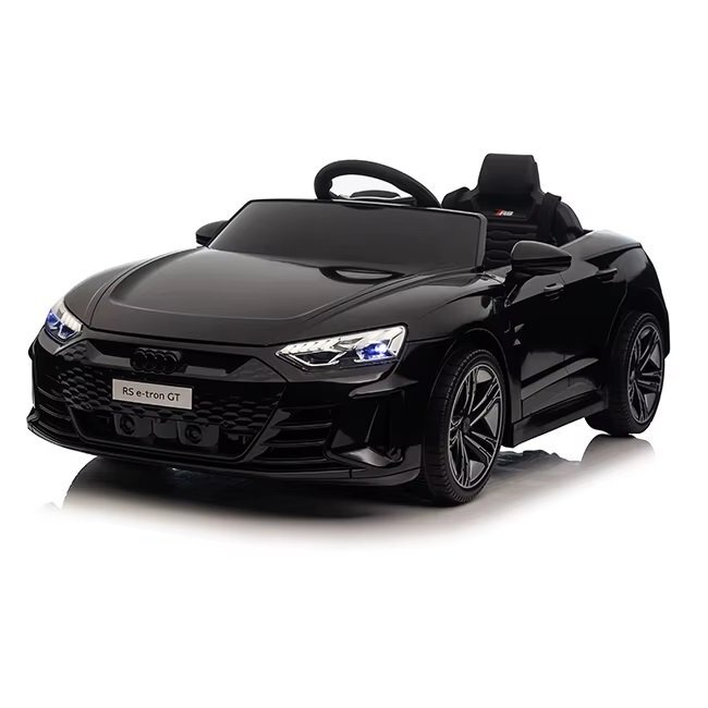 Audi Masinuta electrica pentru copii cu licenta RS E-Tron GT BlackTelecomandaRoti EVAAcumulator 12V 45AhIncarcator inclusCentura de sigurantaLumini LEDSlow StartIndicator baterieUsi cu deschidereSistem troller