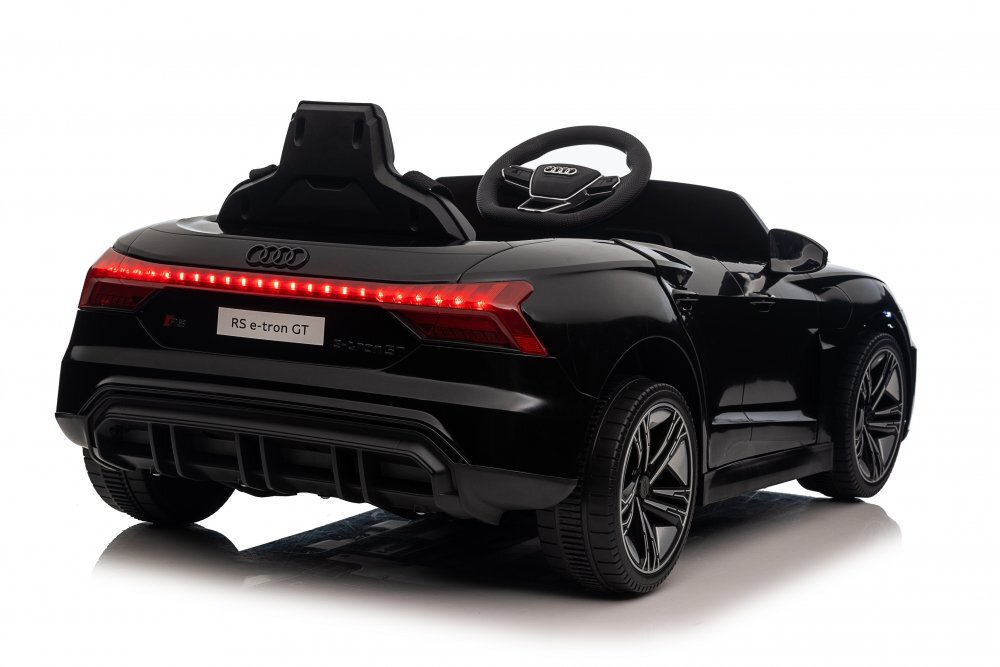 Audi Masinuta electrica pentru copii cu licenta RS E-Tron GT BlackTelecomandaRoti EVAAcumulator 12V 45AhIncarcator inclusCentura de sigurantaLumini LEDSlow StartIndicator baterieUsi cu deschidereSistem troller