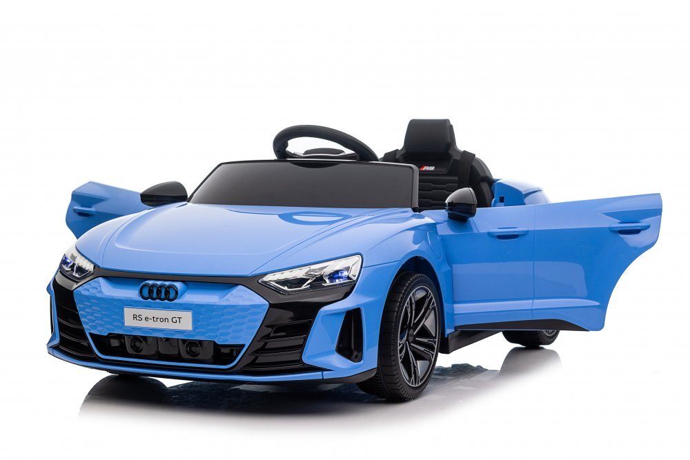 Audi Masinuta electrica pentru copii cu licenta RS E-Tron GT BlueTelecomandaRoti EVAAcumulator 12V 45AhIncarcator inclusCentura de sigurantaLumini LEDSlow StartIndicator baterieUsi cu deschidereSistem troller