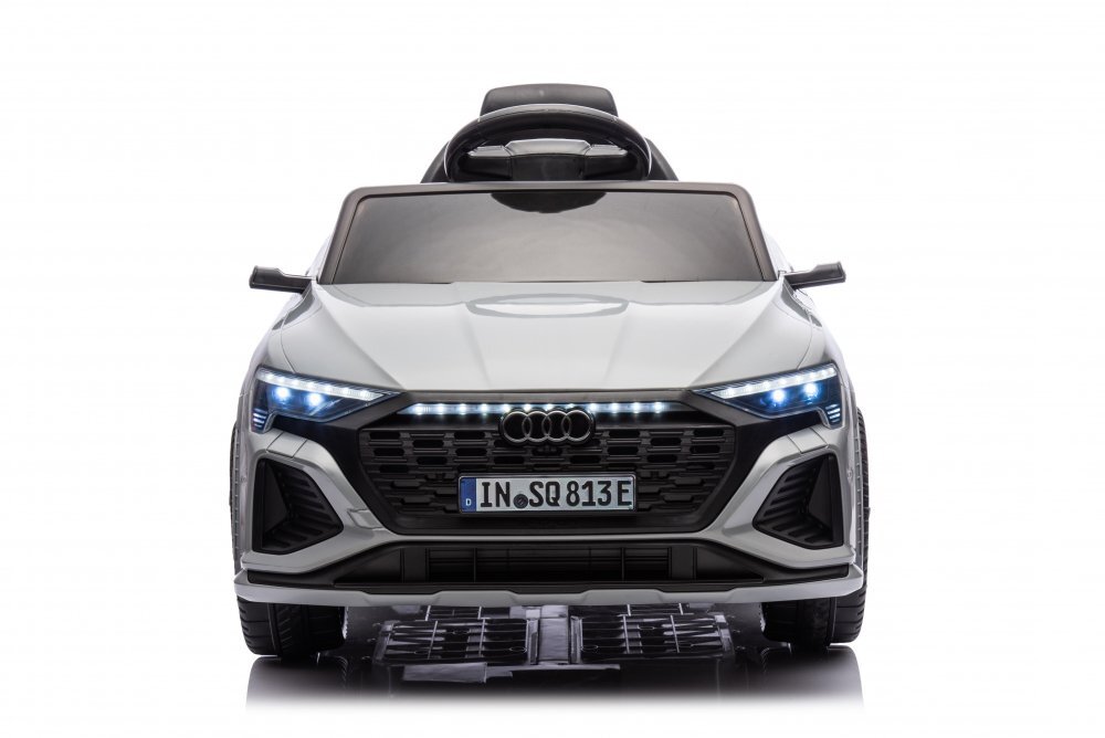 Audi Masinuta electrica pentru copii cu licenta SQ8 E-Tron 12V Greyechipare Premiumtelecomanda 24G2 motoarex39wroti EVAscaun din pielesuspensiiusi cu deschiderelumini LEDmuzica