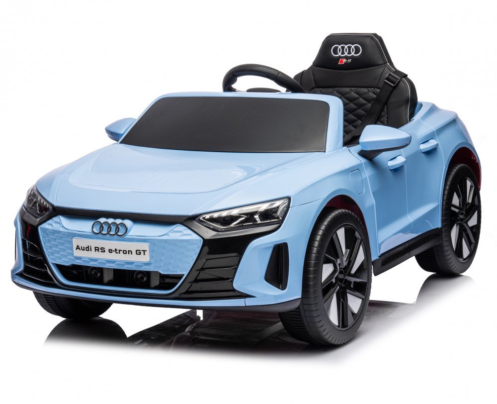 Audi Masinuta electrica pentru copii E-tron GT Blue 70W cu echipare premium si licenta oglinzi retrovizoare scaun din piele roti din spuma evalumini LEDcentura de sigurantamufa MP3slot usbcard microSDbluetooth