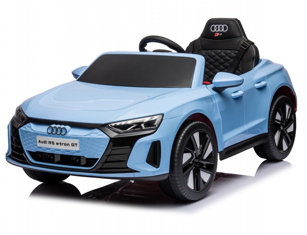 Audi Masinuta electrica pentru copii E-tron GT Blue 70W cu echipare premium si licenta oglinzi retrovizoare scaun din piele roti din spuma evalumini LEDcentura de sigurantamufa MP3slot usbcard microSDbluetooth