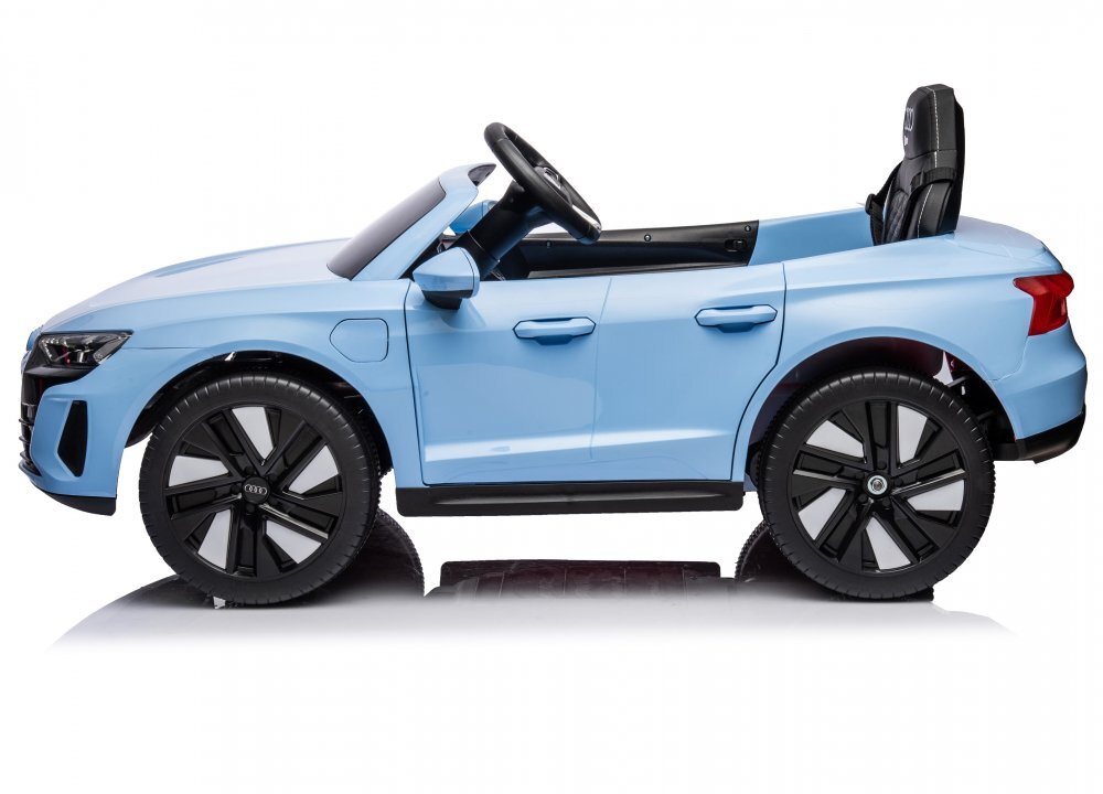 Audi Masinuta electrica pentru copii E-tron GT Blue 70W cu echipare premium si licenta oglinzi retrovizoare scaun din piele roti din spuma evalumini LEDcentura de sigurantamufa MP3slot usbcard microSDbluetooth