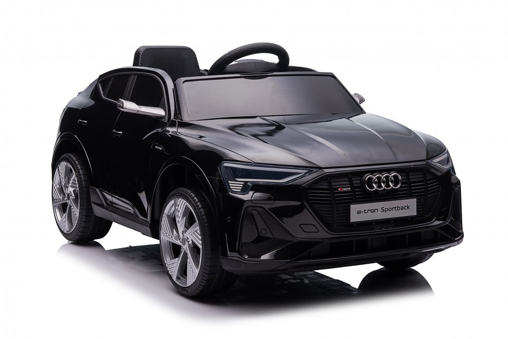 Audi Masinuta electrica pentru copii E-Tron SportBack Black cu licentaroti evascaun pieleacumulator 12Vsuspensiisistem trollerusi cu deschidereslow startlumini LEDmp3usboglinzi retrovizoaresarcina maxima 30 kg