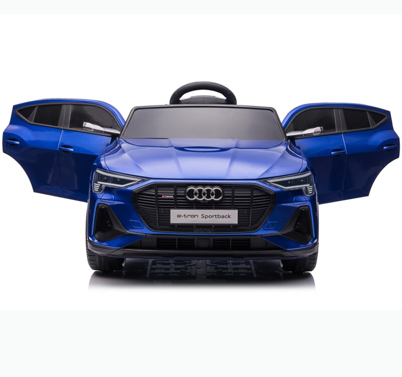 Audi Masinuta electrica pentru copii E-Tron SportBack Blue cu licentaroti evascaun pieleacumulator 12Vsuspensiisistem trollerusi cu deschidereslow startlumini LEDmp3usboglinzi retrovizoaresarcina maxima 30 kg