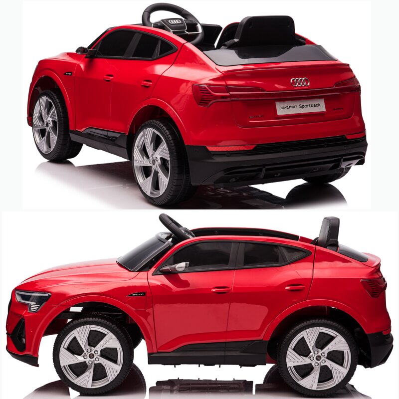 Audi Masinuta electrica pentru copii E-Tron SportBack Red cu licentaroti evascaun pieleacumulator 12Vsuspensiisistem trollerusi cu deschidereslow startlumini LEDmp3usboglinzi retrovizoaresarcina maxima 30 kg