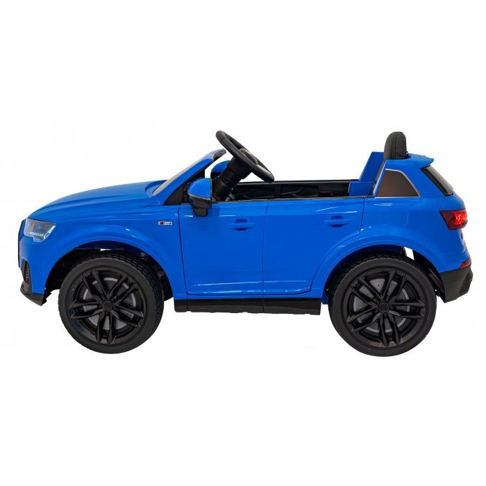 Audi Masinuta electrica pentru copii Q7 New Lift albastru 70W cu telecomanda pornire lenta panou o scaun piele si roti din spuma Eva
