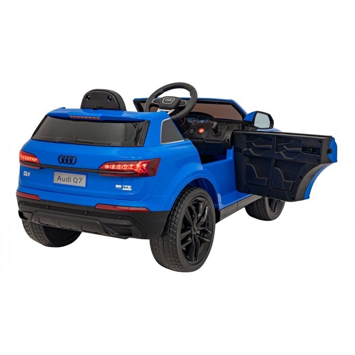 Audi Masinuta electrica pentru copii Q7 New Lift albastru 70W cu telecomanda pornire lenta panou o scaun piele si roti din spuma Eva
