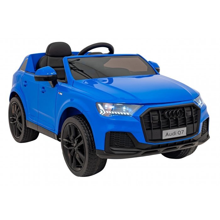 Audi Masinuta electrica pentru copii Q7 New Lift albastru 70W cu telecomanda pornire lenta panou o scaun piele si roti din spuma Eva