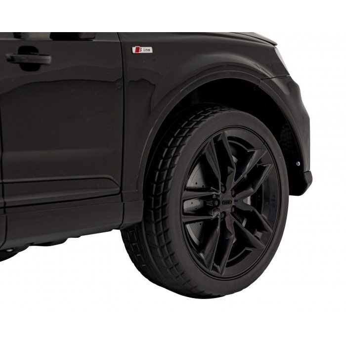 Audi Masinuta electrica pentru copii Q7 New Lift negru 70W cu telecomanda pornire lenta panou o scaun piele si roti din spuma Eva
