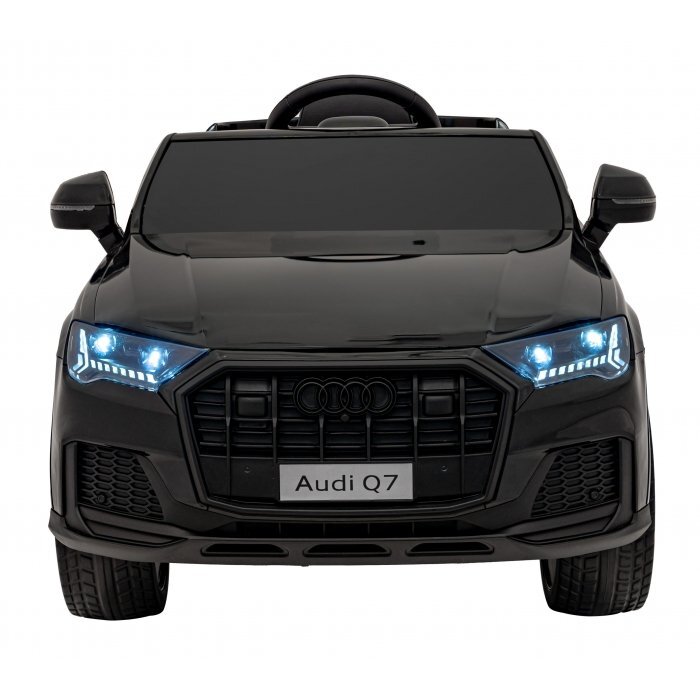 Audi Masinuta electrica pentru copii Q7 New Lift negru 70W cu telecomanda pornire lenta panou o scaun piele si roti din spuma Eva