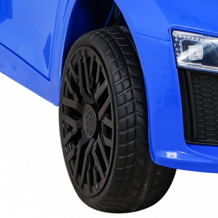Audi Masinuta electrica pentru copii R8 albastru 70W cu telecomanda lumini suspensii scaun piele si roti din spuma Eva