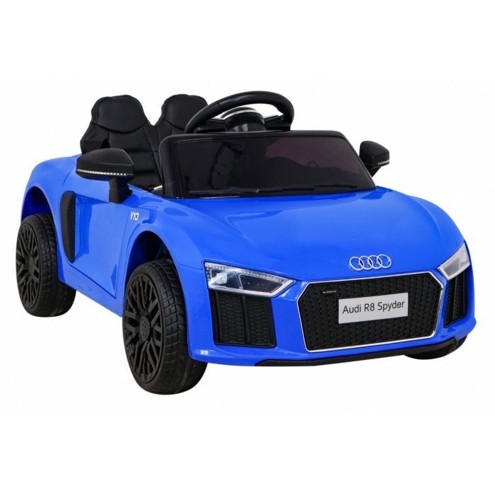 Audi Masinuta electrica pentru copii R8 albastru 70W cu telecomanda lumini suspensii scaun piele si roti din spuma Eva