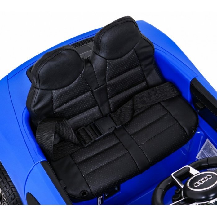 Audi Masinuta electrica pentru copii R8 albastru 70W cu telecomanda lumini suspensii scaun piele si roti din spuma Eva