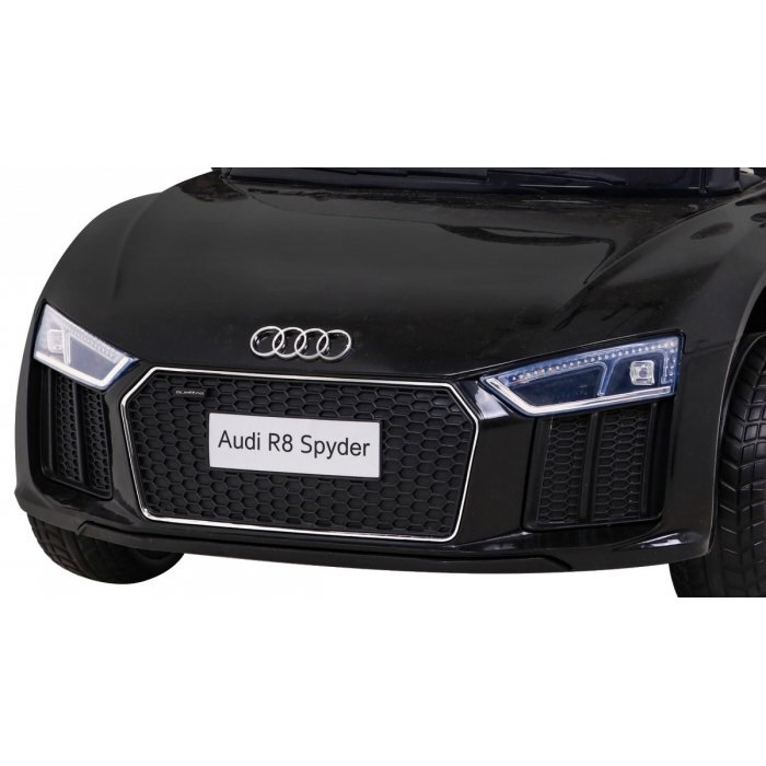Audi Masinuta electrica pentru copii R8 negru 70W cu telecomanda lumini suspensii scaun piele si roti din spuma Eva