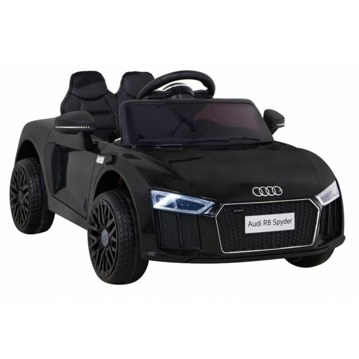 Audi Masinuta electrica pentru copii R8 negru 70W cu telecomanda lumini suspensii scaun piele si roti din spuma Eva