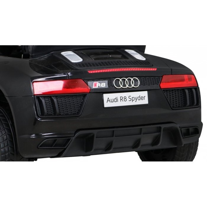 Audi Masinuta electrica pentru copii R8 negru 70W cu telecomanda lumini suspensii scaun piele si roti din spuma Eva