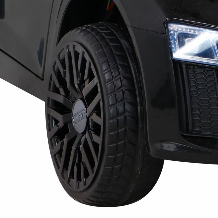 Audi Masinuta electrica pentru copii R8 negru 70W cu telecomanda lumini suspensii scaun piele si roti din spuma Eva