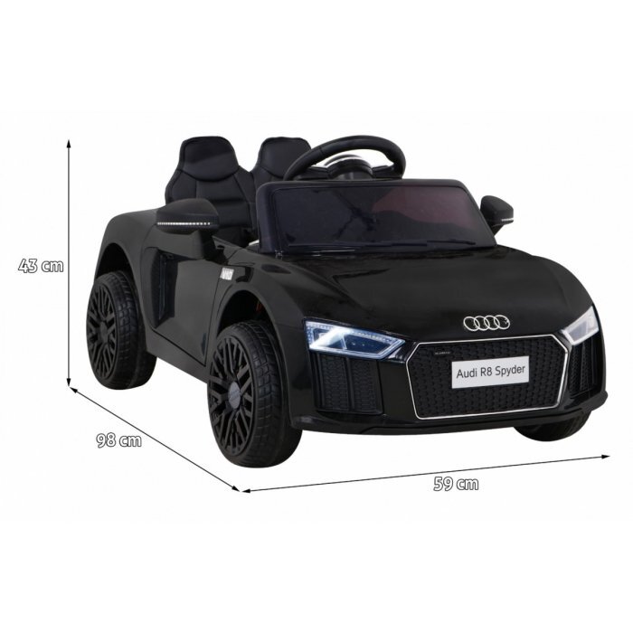 Audi Masinuta electrica pentru copii R8 negru 70W cu telecomanda lumini suspensii scaun piele si roti din spuma Eva