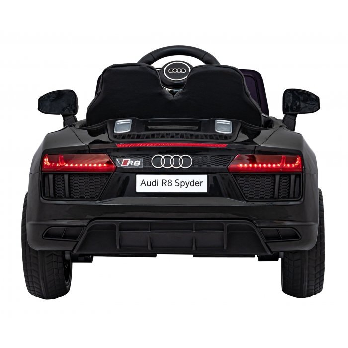 Audi Masinuta electrica pentru copii R8 police negru 70W cu telecomanda lumini suspensii scaun piele si roti din spuma Eva