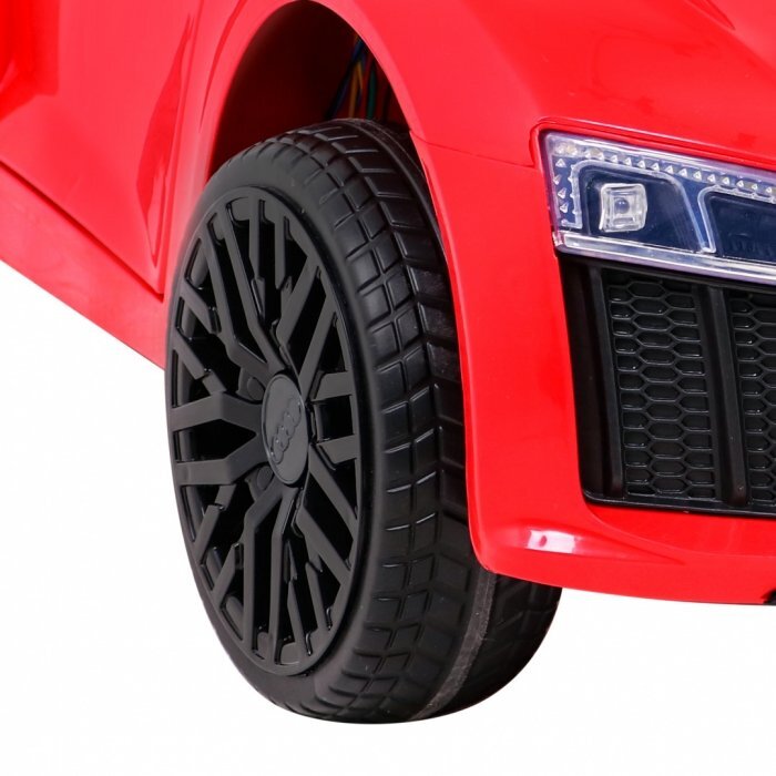 Audi Masinuta electrica pentru copii R8 rosu 70W cu telecomanda lumini suspensii scaun piele si roti din spuma Eva