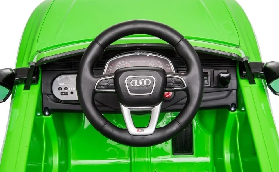Audi Masinuta electrica pentru copii RS Q8 Green 70W cu echipare premiumacumulator 12V7Ah detasabilscaun pieleroti din cauciuc evaoglinzi retrovizoaresuspensiilumini ledradio mp3 playerusbsarcina maxima 25 kg
