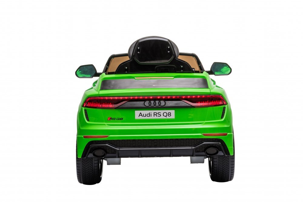 Audi Masinuta electrica pentru copii RS Q8 Green 70W cu echipare premiumacumulator 12V7Ah detasabilscaun pieleroti din cauciuc evaoglinzi retrovizoaresuspensiilumini ledradio mp3 playerusbsarcina maxima 25 kg