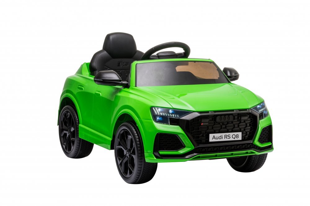 Audi Masinuta electrica pentru copii RS Q8 Green 70W cu echipare premiumacumulator 12V7Ah detasabilscaun pieleroti din cauciuc evaoglinzi retrovizoaresuspensiilumini ledradio mp3 playerusbsarcina maxima 25 kg