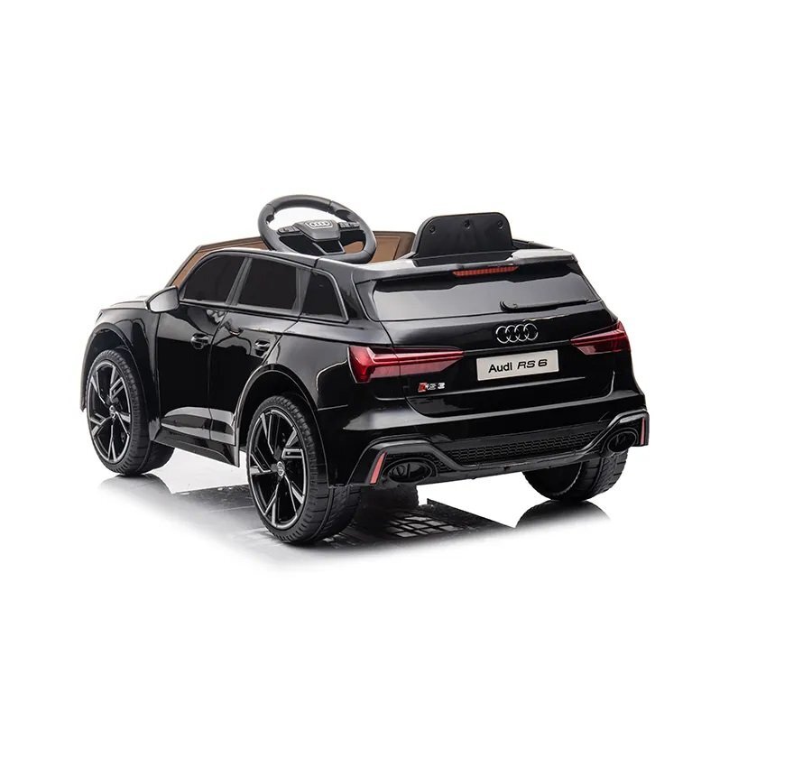 Audi Masinuta electrica pentru copii RS6 Black cu roti EVA 70W telecomanda pornire la buton roti Eva si scaun piele