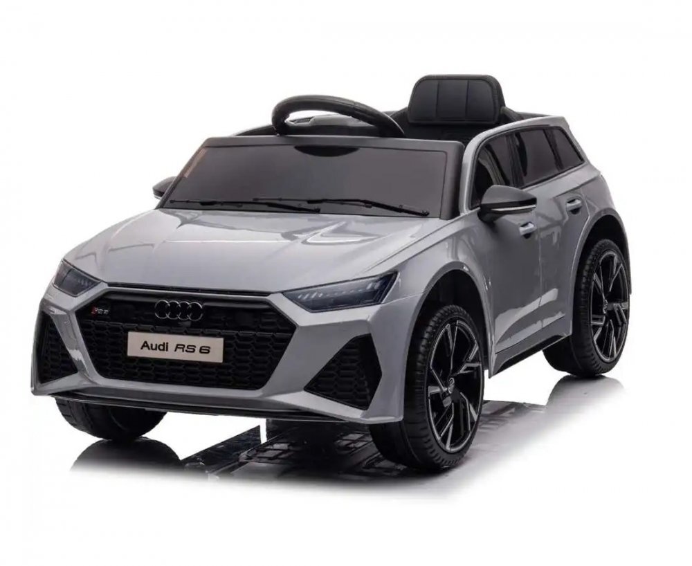 Audi Masinuta electrica pentru copii RS6 Grey cu roti EVA 70W telecomanda pornire la buton roti Eva si scaun piele