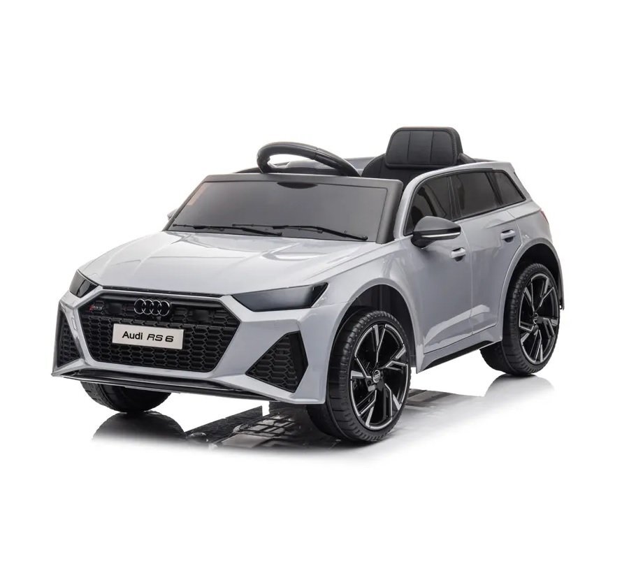 Audi Masinuta electrica pentru copii RS6 Grey cu roti EVA 70W telecomanda pornire la buton roti Eva si scaun piele