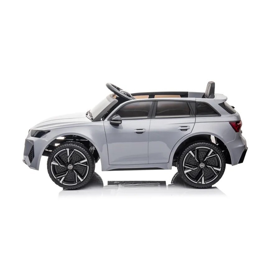 Audi Masinuta electrica pentru copii RS6 Grey cu roti EVA 70W telecomanda pornire la buton roti Eva si scaun piele